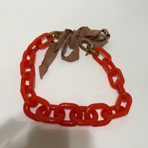 J. Crew Orange Chain-Link Statement Necklace